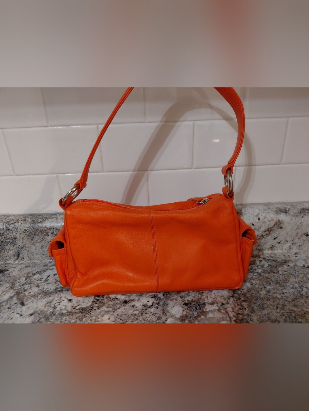 Wilsons Y2K Maxima Baguette Orange Leather Shoulder Bag